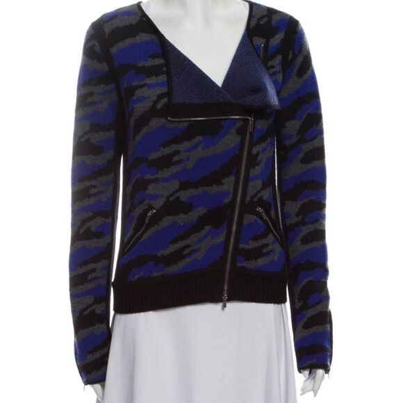 Diane von Furstenberg moto sweater Jacket XS St Regis Full Zip 100% Wool - Picture 2 of 15